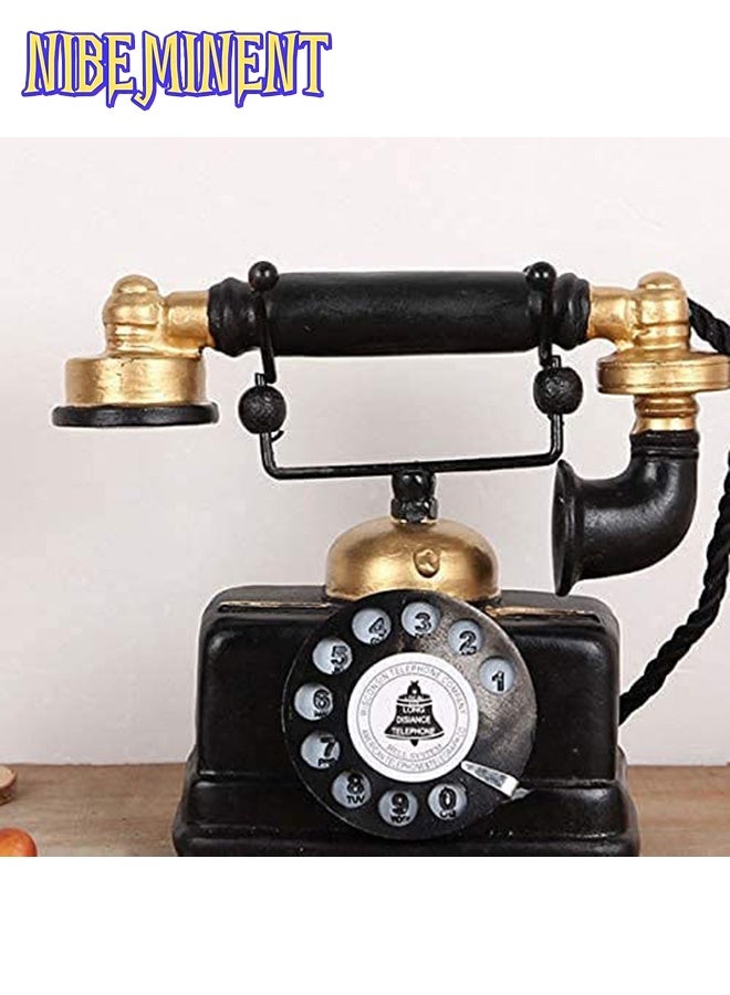 NIBEMINENT Retro Decorative Telephone Model, Vintage Antique Style Resin Rotary Phone Ornament for Home Office Decor, Steampunk & Victorian Style Statues, Photography Props, Housewarming Gift - Image 4